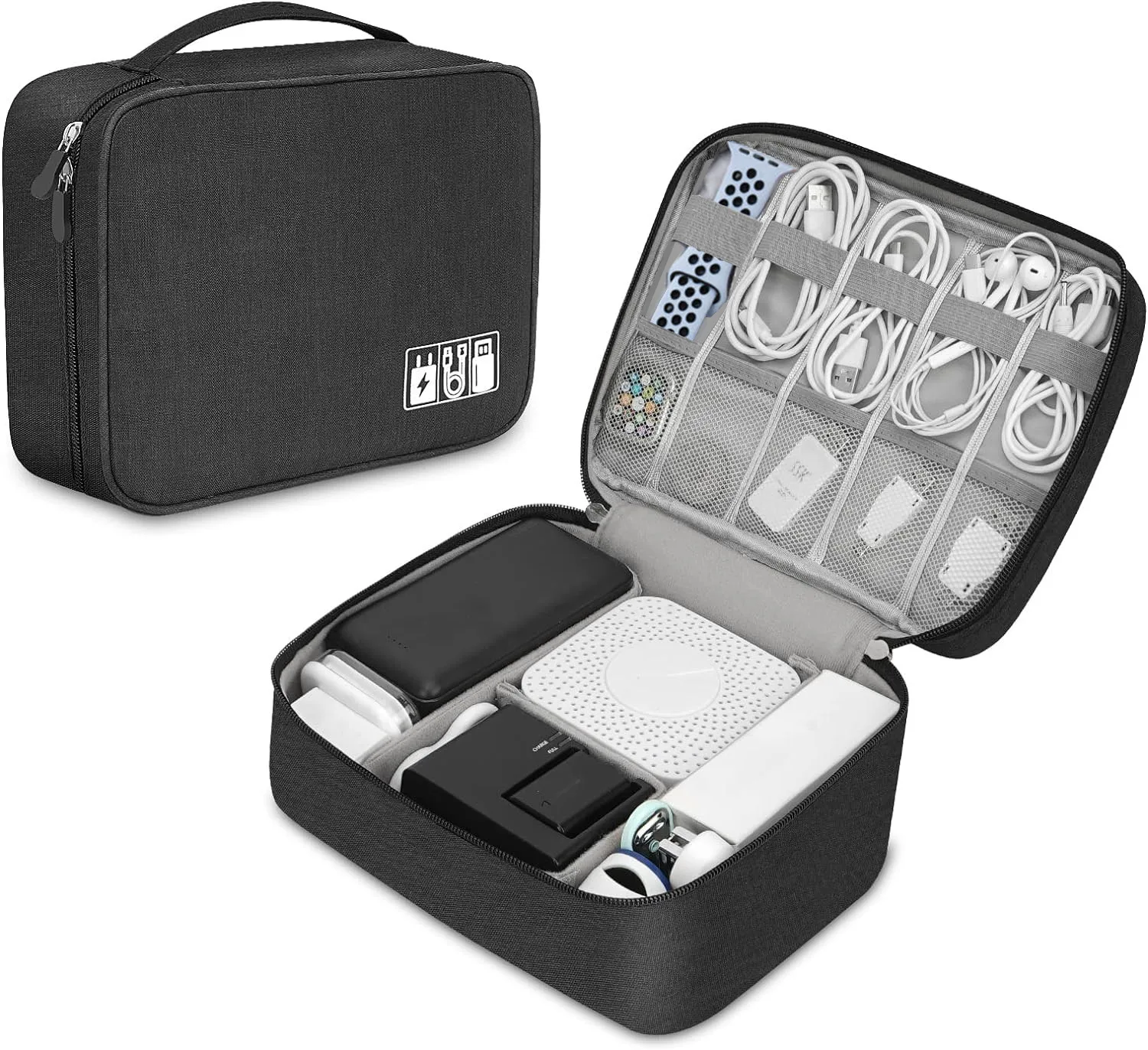 Tech Accessories Storage - กล่องจัดระเบียบอุปกรณ์อิเล็กทรอนิกส์แบบพกพาสำหรับอุปกรณ์เสริมสายเคเบิลหูฟังที่เก็บของ