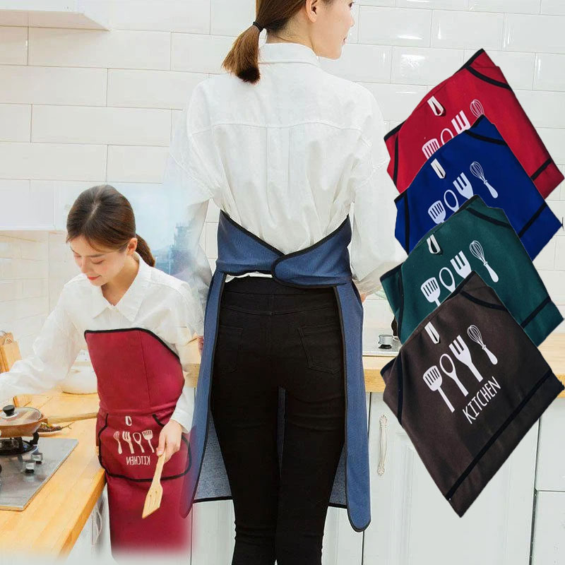 Tech Accessories Cheap - ผ้ากันเปื้อนแบบไม่ต้องผูกสไตล์เกาหลี กันน้ำ กันน้ำมัน ผลิตจากผ้าเทคโนโลยี พิมพ์ลายโลโก้ด้วยมือ แฟชั่น