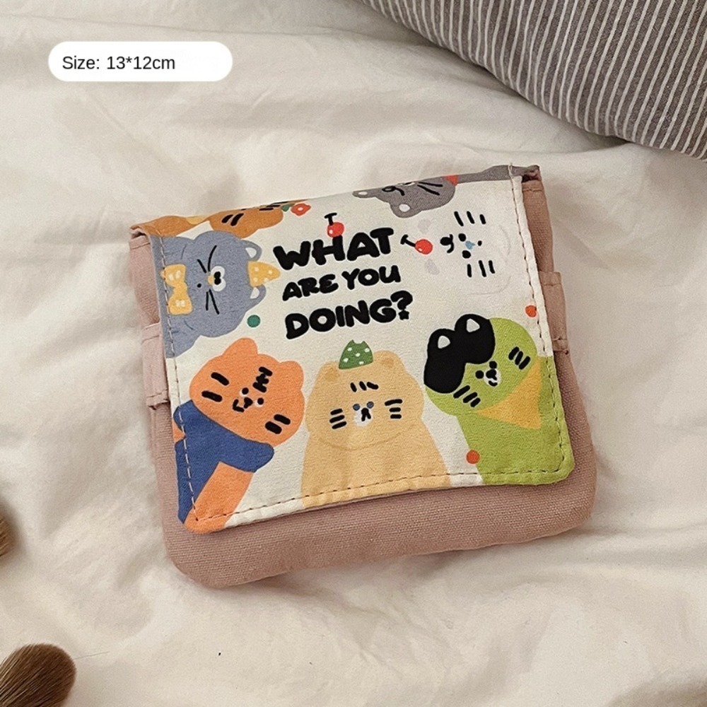 Cable Organizer Bag - กระเป๋าจัดระเบียบสายชาร์จแบบสร้างสรรค์ กระเป๋าใส่ผ้าอนามัย ความจุขนาดใหญ่ กระเป๋าใส่ผ้าเช็ดปากอเนกประสงค์ กระเป๋าเก็บของลายการ์ตูนลูกแมว กระเป๋าใส่เหรียญ