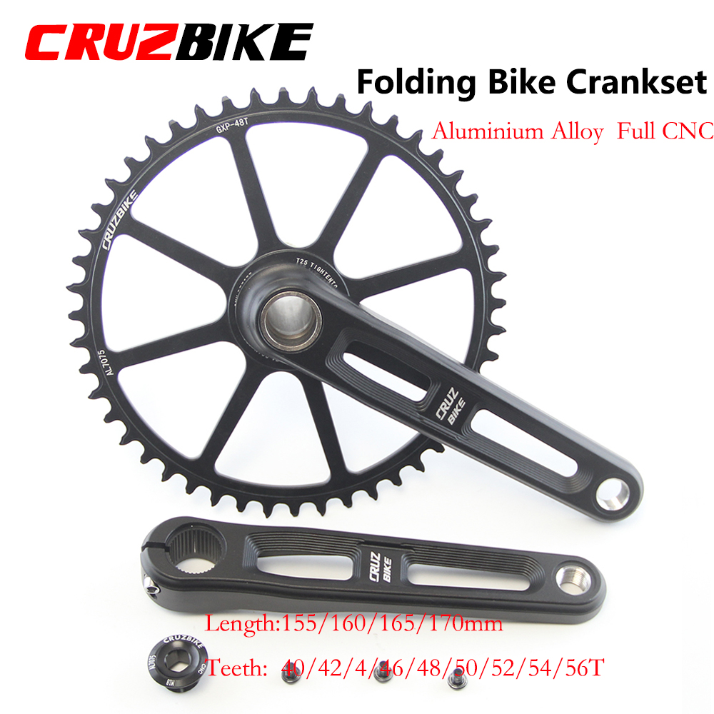 Tech Bike Accessories - Crankset จักรยานพับได้ crankset น้ำหนักเบา155/160/165/170/175mm เทคโนโลยีกลวงอะลูมินัมอัลลอยข้อเหวี่ยงอุปกรณ์อะไหล่รถจักรยาน
