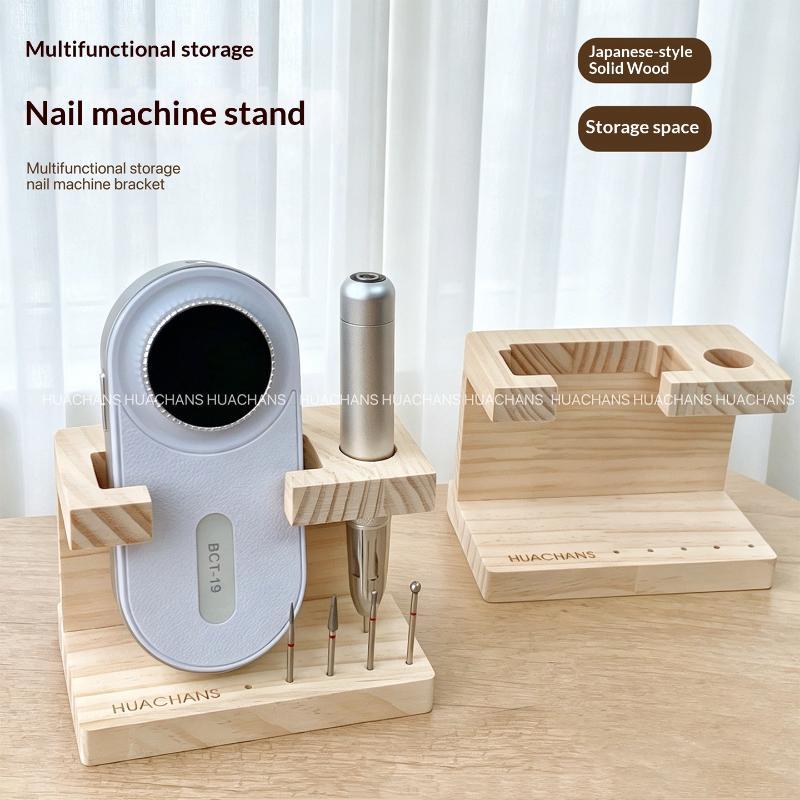 Nail Tech Accessories - ที่เก็บอุปกรณ์ทำเล็บแบบไม้สำหรับเครื่องเจียรเล็บ 1 ชิ้น อุปกรณ์เสริมสำหรับฝึกทำเล็บและตกแต่งเล็บ DIY สำหรับฤดูร้อน