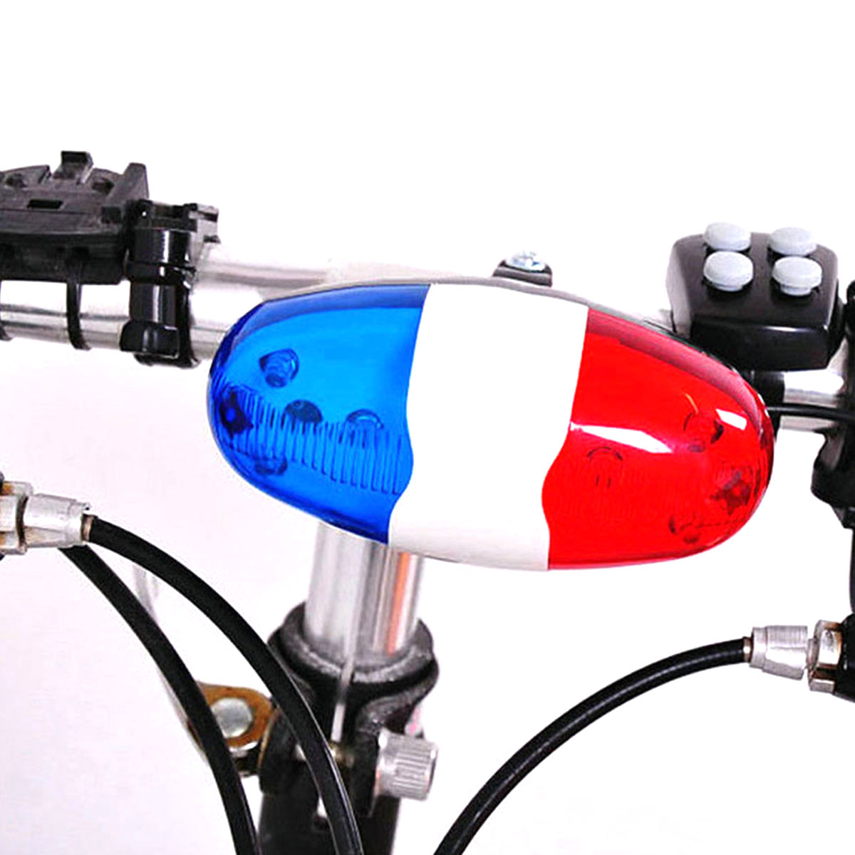 Tech Bike Accessories - เด็กเทคโนโลยีจักรยานไฟ LED ไซเรนตํารวจเสียงทรัมเป็ตไฟความปลอดภัยอุปกรณ์กันน้ําจักรยานตํารวจไซเรนจักรยานไฟ LED