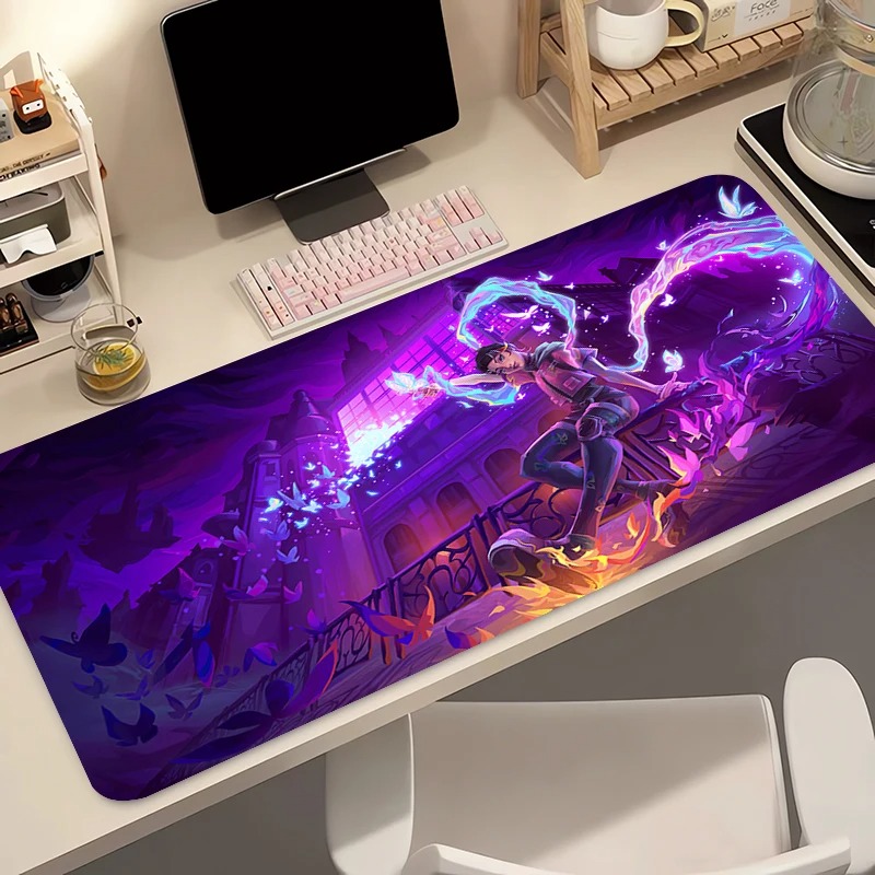 Tech Accessories For Desk - แผ่นรองเมาส์เกมเมอร์คอมพิวเตอร์อะนิเมะพีซี วาโลแรนท์ โคลฟแผ่นรองเมาส์ วาร์มิโล บัตเตอร์ฟลาย โลโก้แผ่นรองคีย์บอร์ดอุปกรณ์เสริมสำหรับเล่นเกมแผ่นรองเม้าส์ตั้งโต๊ะ