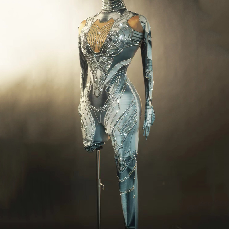 จั๊มสูทผ้ายืดประดับพลอยเทียมสไ - Tech Queen บทวิจารณ์และราคา