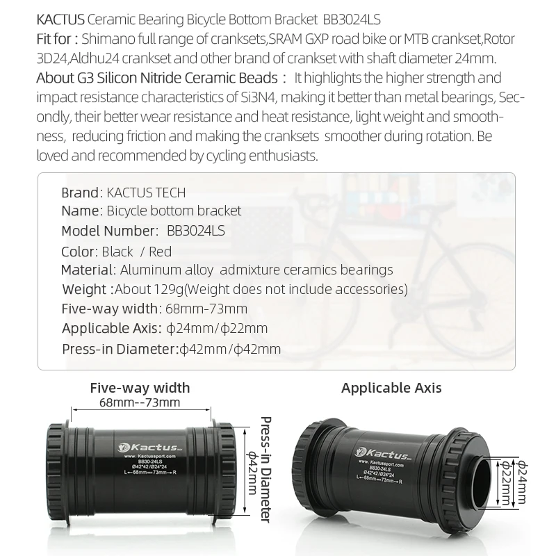 ชุดข้อต่อกลางจักรยาน KACTUS BB - Tech Bike Accessories บทวิจารณ์และราคา