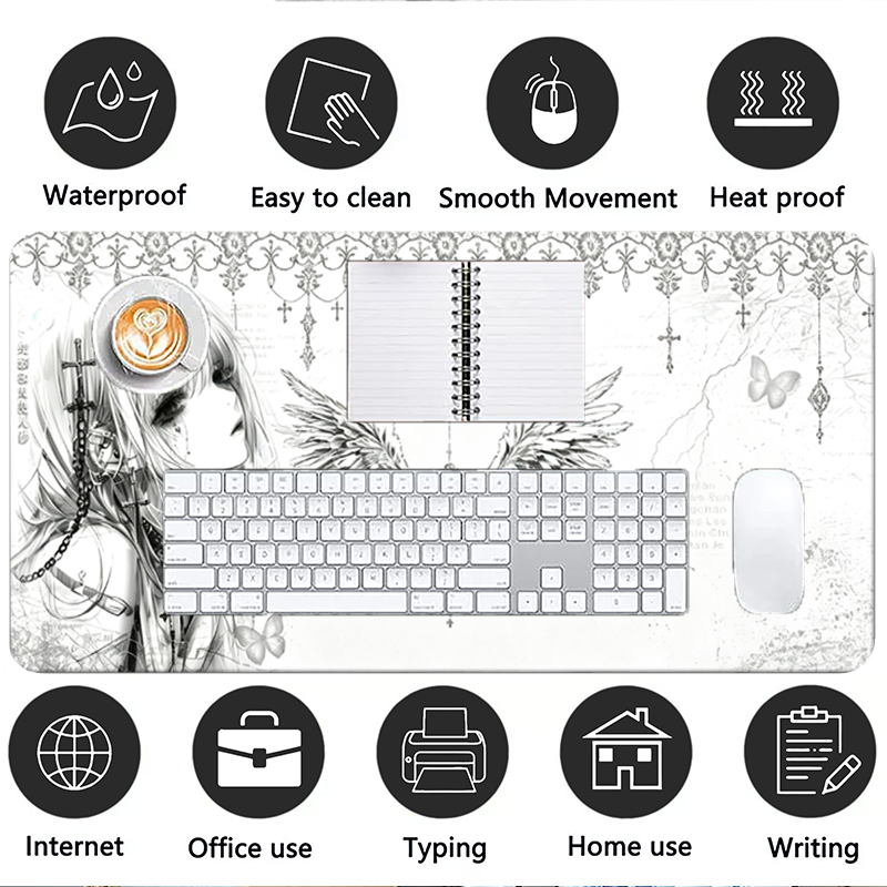 แผ่นรองเมาส์หนังสีดำสีขาวอะนิเ - Tech Accessories For Desk บทวิจารณ์และราคา